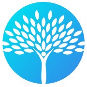 3Co company logo - Light blue circle with tree cut out. Trunk is a person